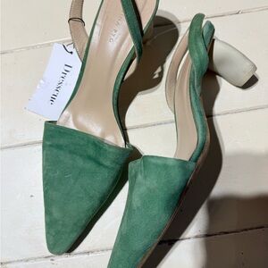 Rejina Pyo Green Suede Heels